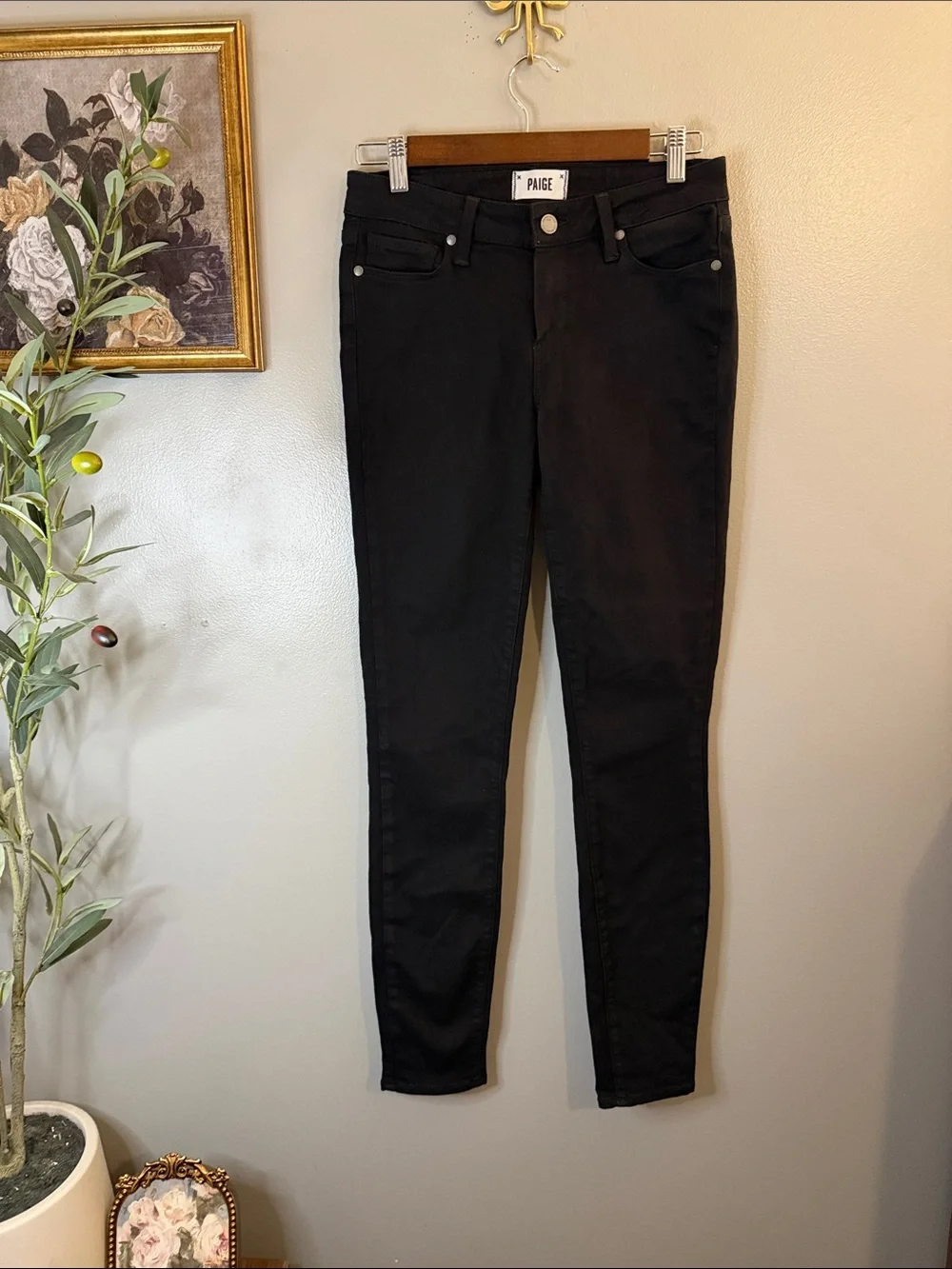 PAIGE Verdugo Ultra Skinny Jeans Size 28 Black Stretch Denim Made USA